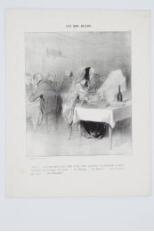 DAUMIER : Lithographie originale en noir et blanc - Les bas bleus - 