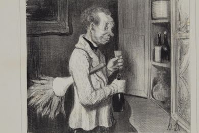 DAUMIER : Lithographie originale en noir et blanc - Les Cinq Sens - 