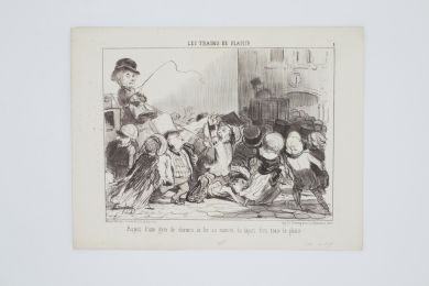 DAUMIER : Lithographie originale en noir et blanc - Les trains de plaisir - 