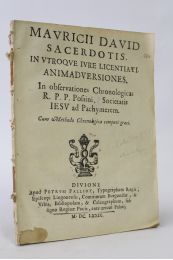 DAVID : Mauricii David Sacerdotis, in utroque jure licentiati Animadversiones in observationes chronologicas R. P. P. Possini, societatis Jesu ad Pachymerem - Prima edizione - Edition-Originale.com