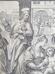 Nudus eram et opervistis me. (Matt. 25.36.). Gravure originale du XVIIe siècle - Prima edizione - Edition-Originale.com