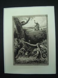 La Fontaine, fables, Le Chat et le Renard. Eau forte originale sur papier Vergé - First edition - Edition-Originale.com