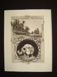 La Fontaine, fables, Le rat et l'éléphant. Gravure originale à l'Eau Forte sur papier Vergé - Edition Originale - Edition-Originale.com