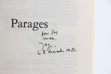 DERRIDA : Parages - Autographe, Edition Originale - Edition-Originale.com