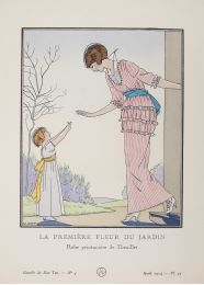 DOEUILLET : La Première Fleur du jardin. Robe printanière de Doeuillet (pl.35, La Gazette du Bon ton, 1914 n°4) - Prima edizione - Edition-Originale.com