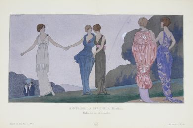 DOEUILLET : Rentrons, la fraîcheur tombe... Robes du soir de Doeuillet (pl.60, La Gazette du Bon ton, 1914 n°6) - First edition - Edition-Originale.com