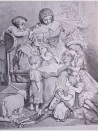 Charles Perrault, Contes, Frontispice. Gravure originale sur bois debout, tirée sur Vélin fort - Erste Ausgabe - Edition-Originale.com