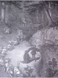Charles Perrault, Contes, Riquet à la Houppe dirigeant le dîner de noce. Gravure originale sur bois debout, tirée sur Vélin fort - Erste Ausgabe - Edition-Originale.com