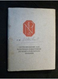 DOYON : Deuxième épitre aux nouveaux corinthiens - Signed book, First edition - Edition-Originale.com