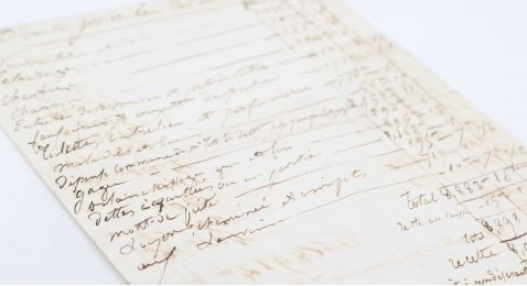 DROUET : Manuscrit autographe, comptes de l'année 1839 : 