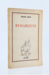 DRUON : Remarques - Signed book, First edition - Edition-Originale.com