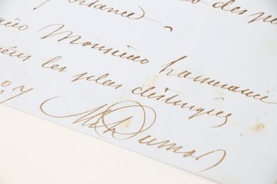 DUMAS : Lettre autographe signée lors de la faillite du Théâtre historique : 