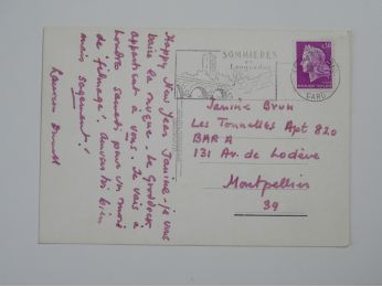DURRELL : Carte postale autographe signée adressée à Jani Brun : tournage du film adapté de son livre 