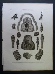 DESCRIPTION DE L'EGYPTE.  Thèbes. Hypogées. Peintures d'enveloppes de momies, et divers fragments en bois peint, en pierre et en bronze. (ANTIQUITES, volume II, planche 56) - Prima edizione - Edition-Originale.com