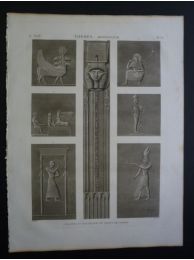 DESCRIPTION DE L'EGYPTE.  Thèbes. Memnomium. Pilastre et bas-reliefs du temple de l'ouest. (ANTIQUITES, volume II, planche 36) - Edition Originale - Edition-Originale.com