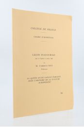 ECO : Leçon inaugurale faite le Vendredi 2 Octobre 1992 au Collège de France - La quête d'une langue parfaite dans l'histoire de la culture européenne - Edition Originale - Edition-Originale.com