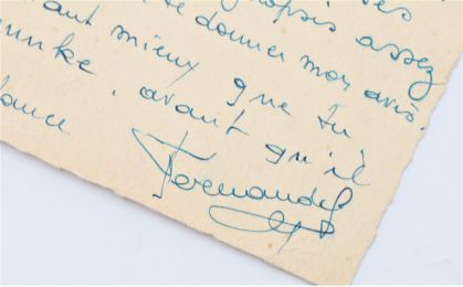 FERNANDEL : Bristol autographe signé adressé à son grand ami et biographe Carlo Rim à propos de la lecture d'un synopsis qu'il réclame de lire - Signiert, Erste Ausgabe - Edition-Originale.com