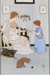 Costumes parisiens. Robe de petite fille en crêpe de chine bleu fleuri (pl.137, Journal des Dames et des Modes, 1914 n°61) - Erste Ausgabe - Edition-Originale.com