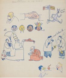 GASSIER : Humoristique dessin original, sous forme de rébus, réalisé à l'aide de plusieurs crayons de couleurs et adressé à son ami Carlo Rim - Signed book, First edition - Edition-Originale.com