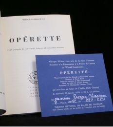 GOMBROWICZ : Opérette - Edition Originale - Edition-Originale.com