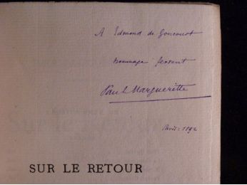 GONCOURT : Sur le retour - Libro autografato, Prima edizione - Edition-Originale.com