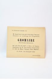 GROMAIRE : Carton d'invitation au vernissage de l'exposition Gromaire 