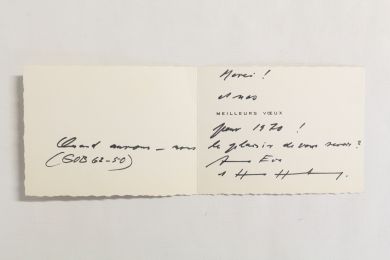 HARTUNG : Carte de voeux adressée à Georges et Alice Raillard pour l'année 1970 signée et par Hans Hartung et Anna-Eva Bergman  - Libro autografato, Prima edizione - Edition-Originale.com