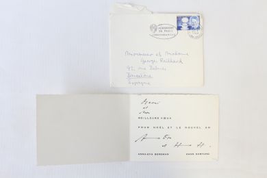 HARTUNG : Carte de voeux adressée à Georges et Alice Raillard pour l'année 1968 signée et par Hans Hartung et Anna-Eva Bergman  - Signiert, Erste Ausgabe - Edition-Originale.com