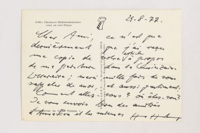 HARTUNG : Carte postale autographe adressée à Georges Raillard - Signiert, Erste Ausgabe - Edition-Originale.com