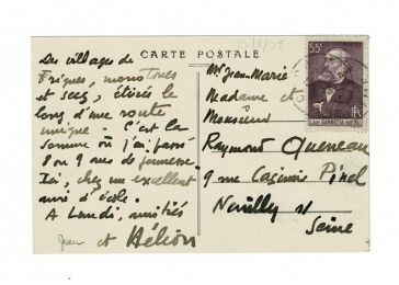 HELION : Carte postale autographe signée adressée à Raymond Queneau - Signiert, Erste Ausgabe - Edition-Originale.com