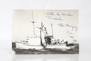 HEMINGWAY : Photographie originale dédicacée d'Ernest Hemingway à Adolphe Lévèque 