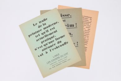 HIVER : Trois tracts publicitaires pour les Cahiers du Cap, revue de critique artistique antisémite et anti-moderne: 