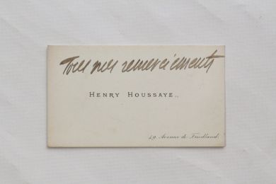 HOUSSAYE : Carte de visite autographe d'Henry Houssaye - Signiert, Erste Ausgabe - Edition-Originale.com