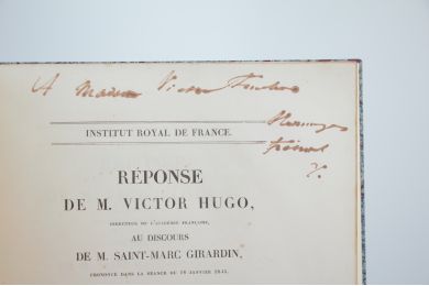 HUGO : Réponse de M. Victor Hugo au discours de M. Saint-Marc Girardin, prononcé dans la séance du 16 janvier 1845 - Signed book, First edition - Edition-Originale.com