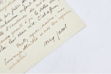 JACOB : Lettre autographe signée adressée à madame Léon Daudet à propos de la mort de son fils Philippe 
