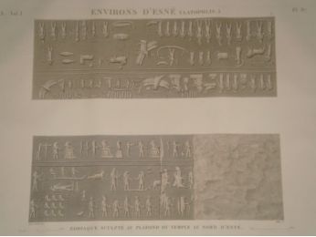 DESCRIPTION DE L'EGYPTE.  Environs d'Esné (Latopolis). Zodiaque sculpté au plafond du temple au nord d'Esné. (ANTIQUITES, volume I, planche 87) - Edition Originale - Edition-Originale.com