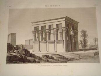 DESCRIPTION DE L'EGYPTE.  Ile de Philae. Vue perspective de l'édifice de l'est. (ANTIQUITES, volume I, planche 28) - Erste Ausgabe - Edition-Originale.com