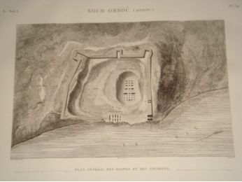 DESCRIPTION DE L'EGYPTE.  Koum Omboû (Ombos). Plan général des ruines et des environs. (ANTIQUITES, volume I, planche 39) - First edition - Edition-Originale.com