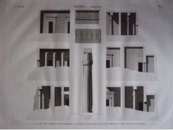 DESCRIPTION DE L'EGYPTE.  Suite des coupes transversales. Détails d'une colonne et d'une frise et d'une corniche d'un palais. (ANTIQUITES, volume III, planche 10) - First edition - Edition-Originale.com