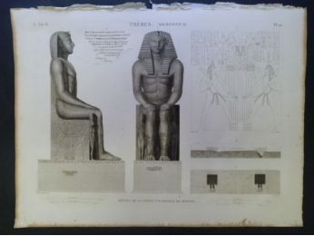 DESCRIPTION DE L'EGYPTE.  Thèbes. Memnomium. Détails de la statue colossale de Memnon. (ANTIQUITES, volume II, planche 22) - Prima edizione - Edition-Originale.com