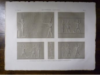 DESCRIPTION DE L'EGYPTE.  Denderah (Tentyris). Bas-reliefs du grand temple, de la porte du nord, et de celle de l'enceinte de l'est. (ANTIQUITES, volume IV, planche 25) - Edition Originale - Edition-Originale.com