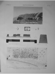 DESCRIPTION DE L'EGYPTE.  Heptanomide. Vue et détails des ruines d'El Deyr, plan d'un édifice ruiné à El Deyr, plan général d'une ancienne ville et détails d'un porte en briques à El Tell. (ANTIQUITES, volume IV, planche 63) - Erste Ausgabe - Edition-Originale.com