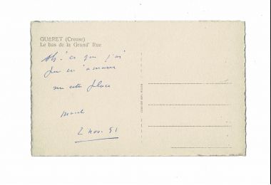 JOUHANDEAU : Carte postale autographe signée de Marcel Jouhandeau écrite à Guéret - Signiert, Erste Ausgabe - Edition-Originale.com