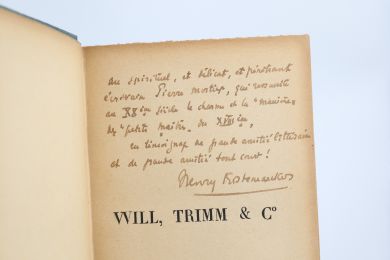 KISTEMAECKERS : Will, Trimm & Co - Le roman comique de l'automobilisme - Autographe, Edition Originale - Edition-Originale.com