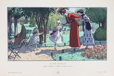 LANVIN : Au pré catelan. Robes de fillettes et tailleurs de Jeanne Lanvin (pl.55, La Gazette du Bon ton, 1914 n°6) - Erste Ausgabe - Edition-Originale.com