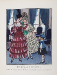 LANVIN : Tu diras bonjour...Robes de jeunes filles et d'enfant pour l'après-midi de Jeanne Lanvin (pl.26, La Gazette du Bon ton, 1914 n°3) - Edition Originale - Edition-Originale.com