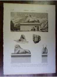 DESCRIPTION DE L'EGYPTE.  Thèbes. Karnak. Vue et détails de l'un des Sphinx placés à l'entrée principale du palais. Détail de l'un des Sphinx de l'allée du Sud. Petit torse en granit trouvé près de la porte du Sud. (ANTIQUITES, volume III, planche 29) - First edition - Edition-Originale.com