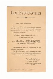 LEVY : Invitation à la réunion préparatoire du 41e anniversaire de la fondation des Hydropathes - Prima edizione - Edition-Originale.com