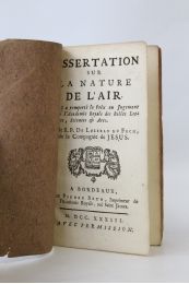 LOZERAN DU FECH : Dissertation sur la nature de l'air - First edition - Edition-Originale.com