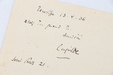 LUGNE-POE : Carte postale adressée depuis Ténérife à Carlo Rim - Signed book, First edition - Edition-Originale.com